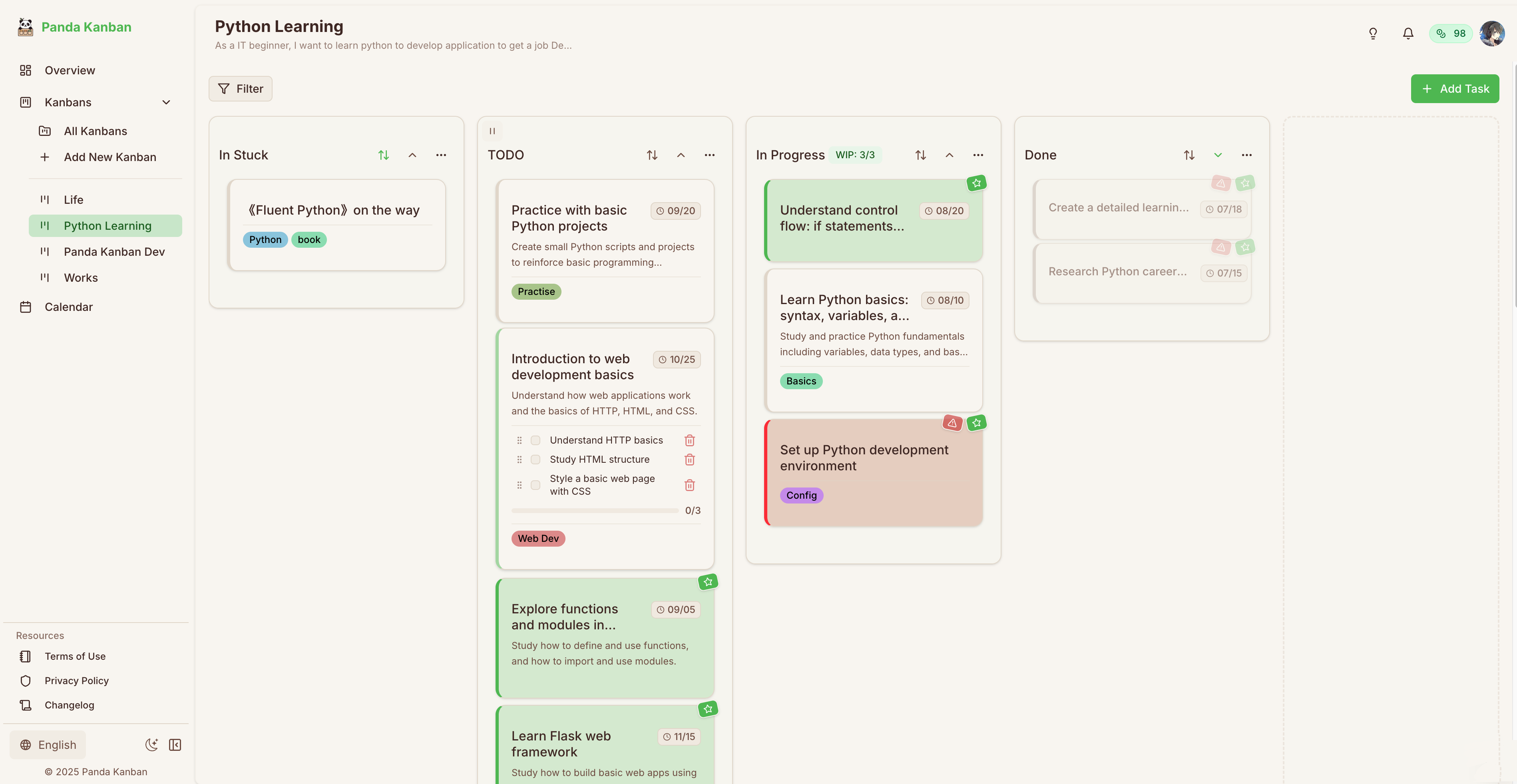 Intuitive Kanban Interface