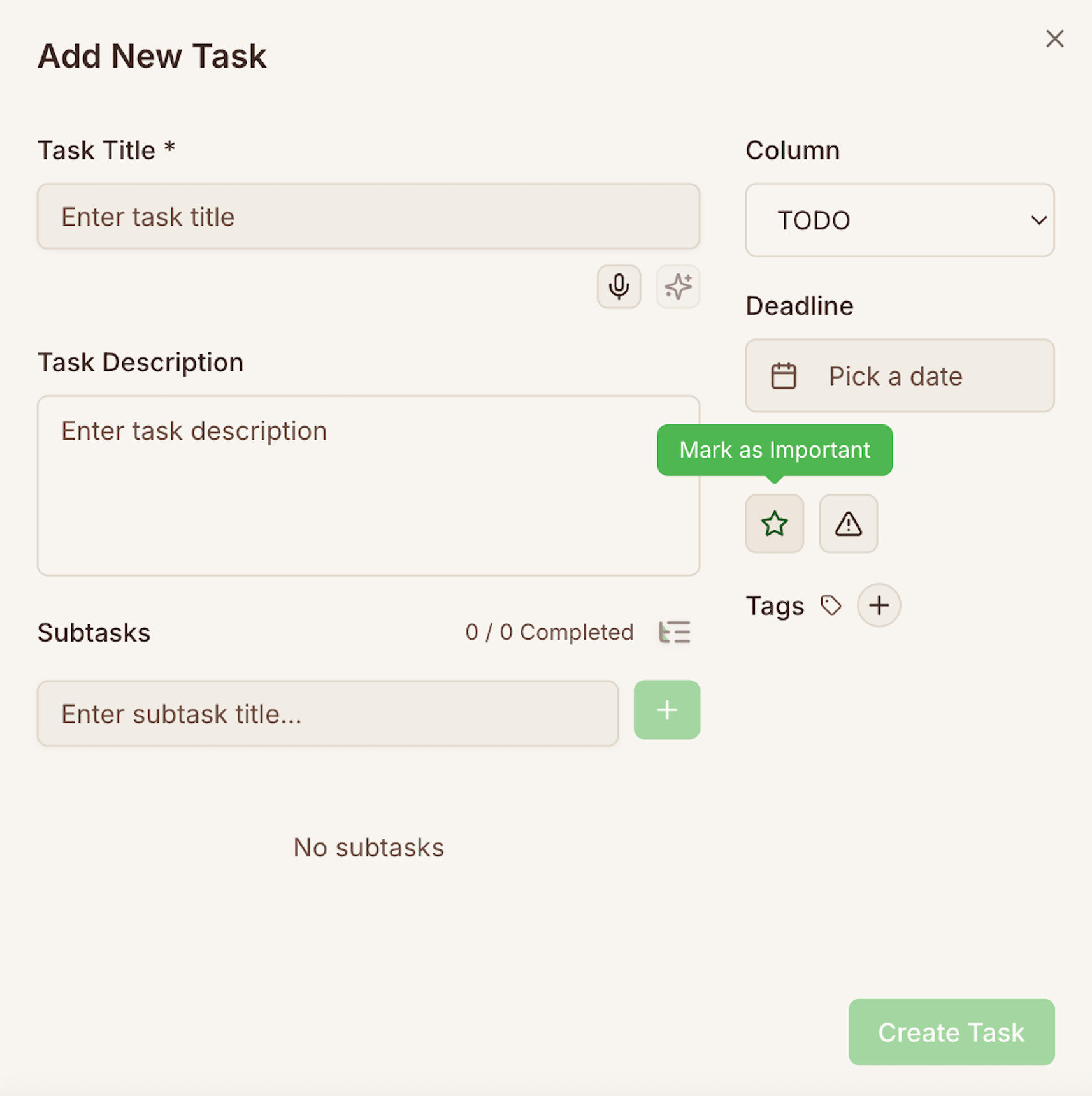 Add Tasks & Subtasks